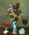 Naturaleza muerta El compromiso 1869 pintor Henri Fantin Latour floral